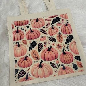 Pumpkin Print Canvas Tote Bag
